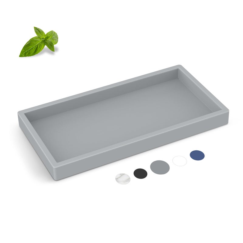 EG-SIPRO Bathroom Counter Tray EG-SIPRO High-Grade Thickened Silicone Bathroom Vanity Tray Shatterproof Durable Rectangle Bathroom Tray Soap Dispenser Tray for Bathroom Countertop - Image 1